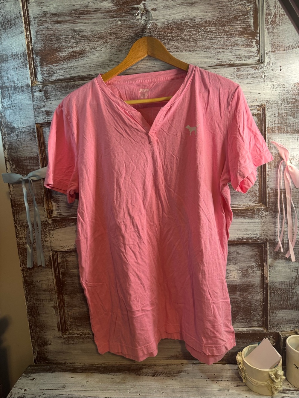 PINK Victoria's Secret Soft Pink V-Neck Short Sleeve Tee